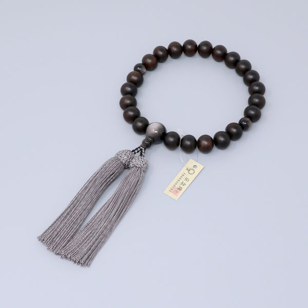 Banded Kokutan Ebony & Silver Obsidian Juzu Prayer beads