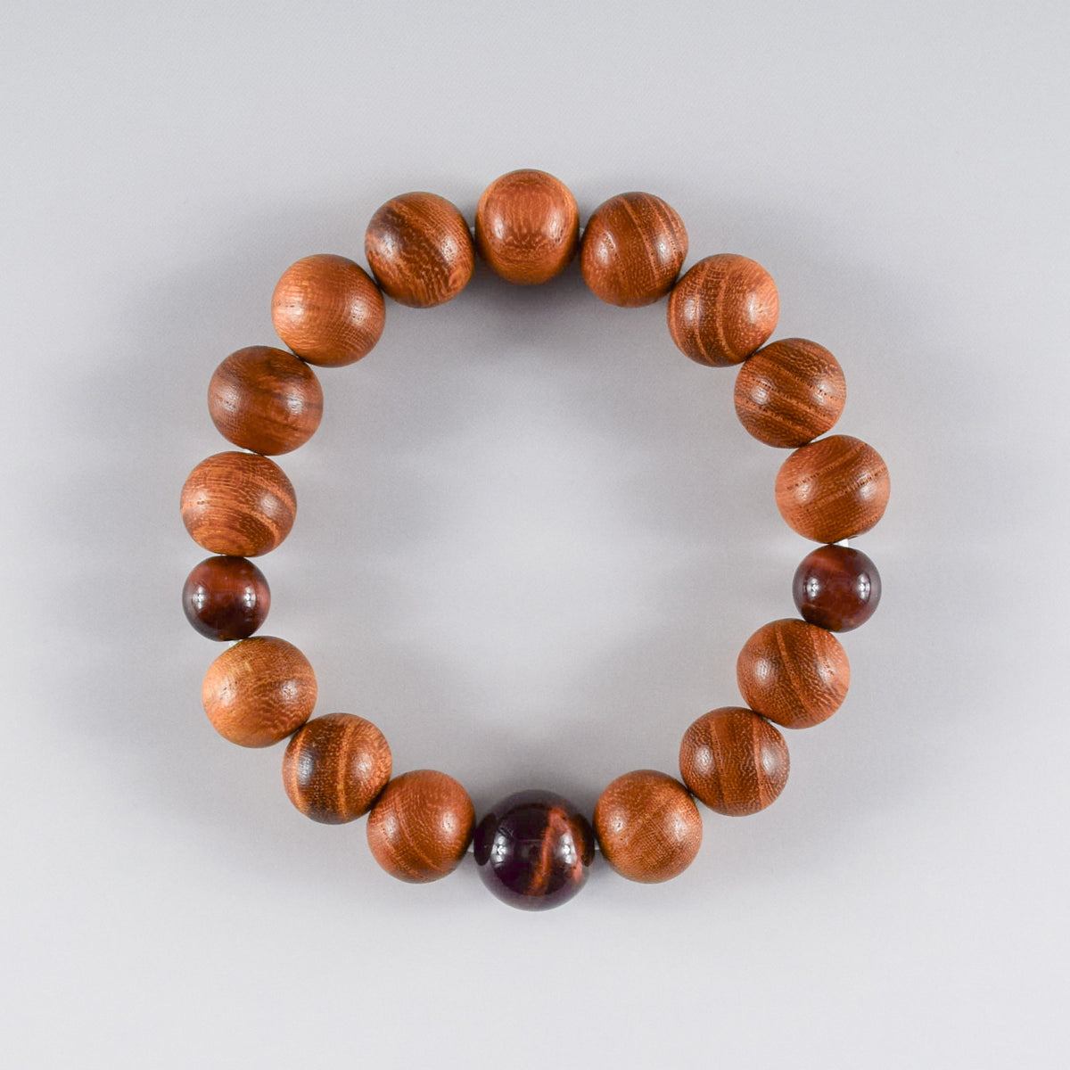 13mm Keyaki Wood with Red Tiger eye Beads Japanese Bracelet – 京都