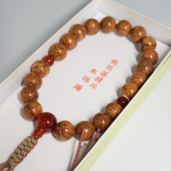 Brown Bodhi Wood & Red Agate Juzu Prayer beads - 京都あさひ屋－Kyoto Asahiya