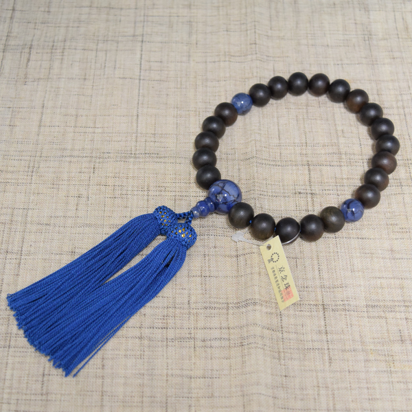 Banded Kokutan Ebony & Dragon's Vein Agate Juzu Prayer beads