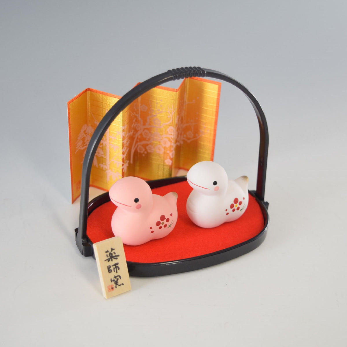 2025 Japanese Zodiac Snake Ceramic Ornament (White & Pink with