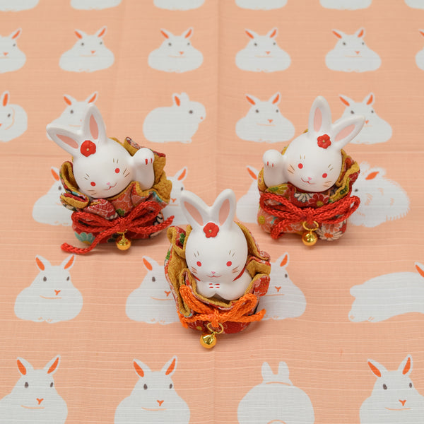 Japan Little Rabbit Ceramic Figurine Ornament 3 Styles