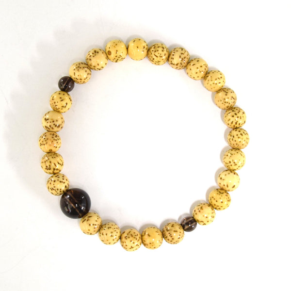 Bodhi Seed Wood & Brown Quartz Bracelet Beads 3 Sizes - 京都あさひ屋－Kyoto Asahiya