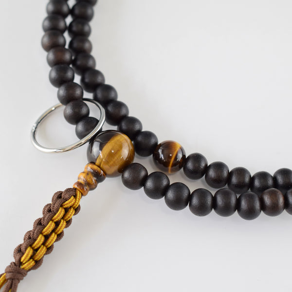 108 beads Banded Kokutan Ebony & Tiger Eye Juzu Prayer beads