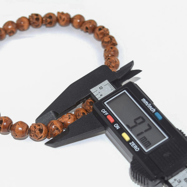 10mm Brown Tsuge Box Wood Skull Juzu Prayer beads