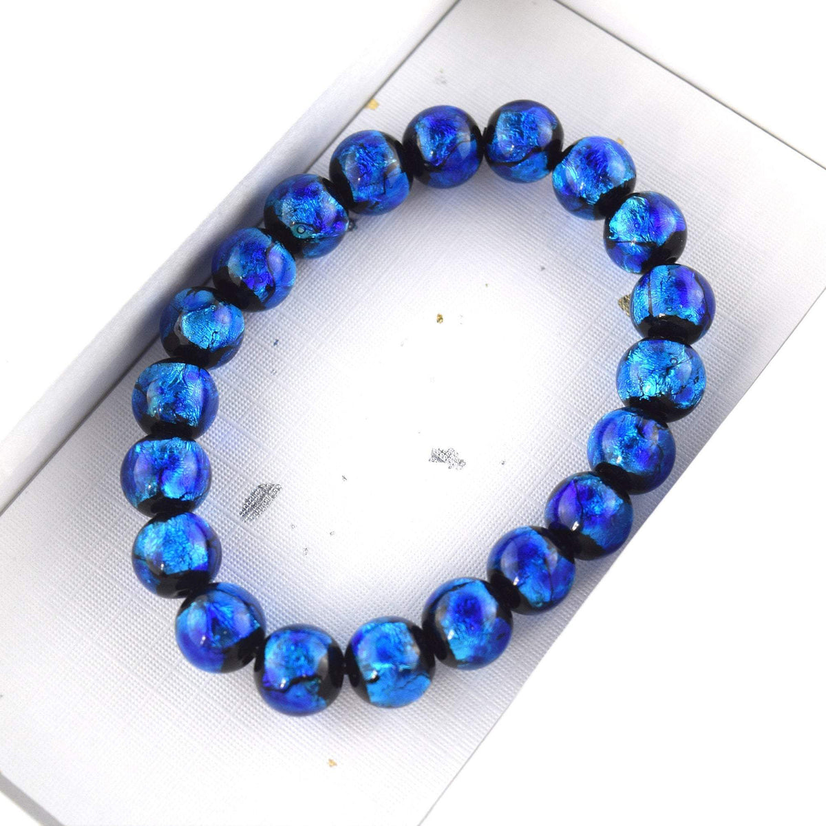Japan Okinawa Firefly glass blue beads iriomote blue 14mm 40cm Dark  Dragonfly