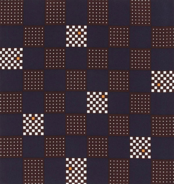 68cm Polyester Furoshiki - Checkered pattern Navy blue