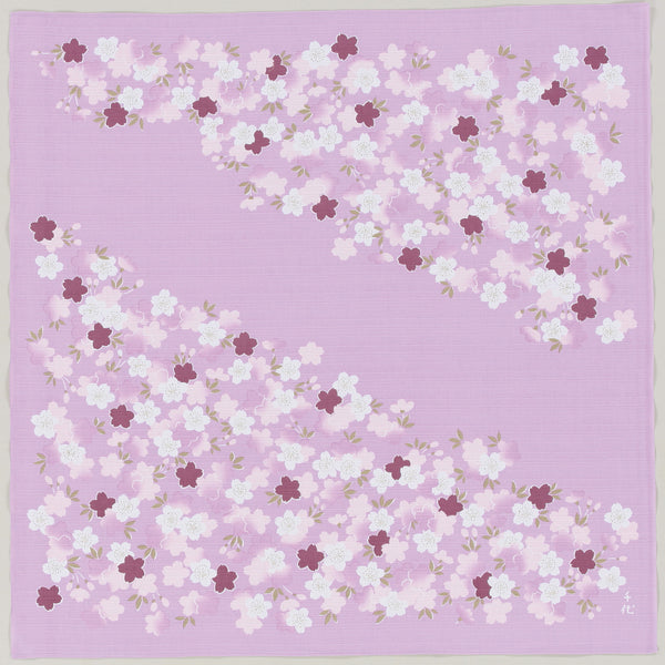 90cm Cotton Furoshiki - Chiyo Uno Shokawazakura Purple