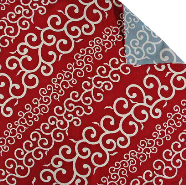 103cm Cotton Furoshiki - Karakusa Stripe Red / Gray