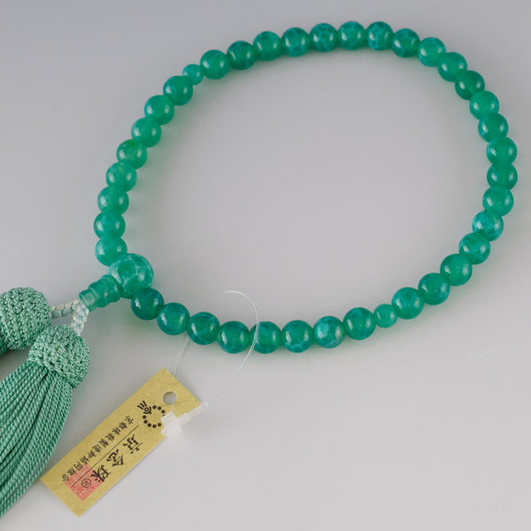 7mm Green Dragon's Vein Agate Juzu Prayer beads