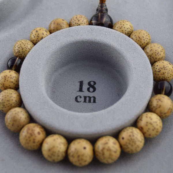 10mm Bodhi Seed Wood & Brown Quartz Bracelet