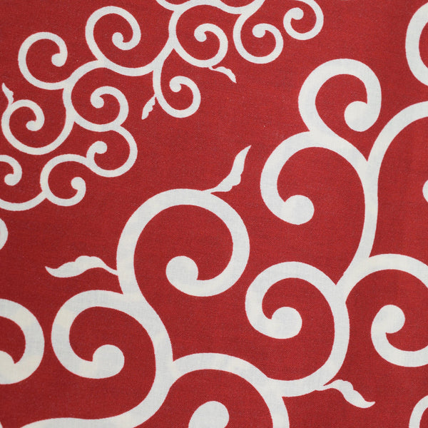 103cm Cotton Furoshiki - Karakusa Stripe Red / Gray