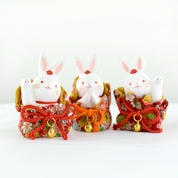 Japan Little Rabbit Ceramic Figurine Ornament 3 Styles
