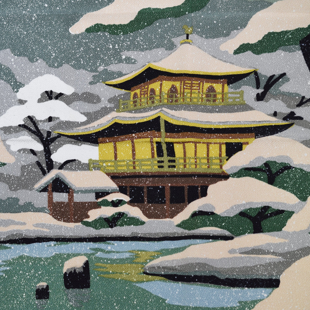 つ*ゃ様 井堂雅夫 木版画「雪の清水」額装 額入り清水寺 富士山の絵を木版画で制作した井堂雅夫の富士山の和の絵「夏 悠久の