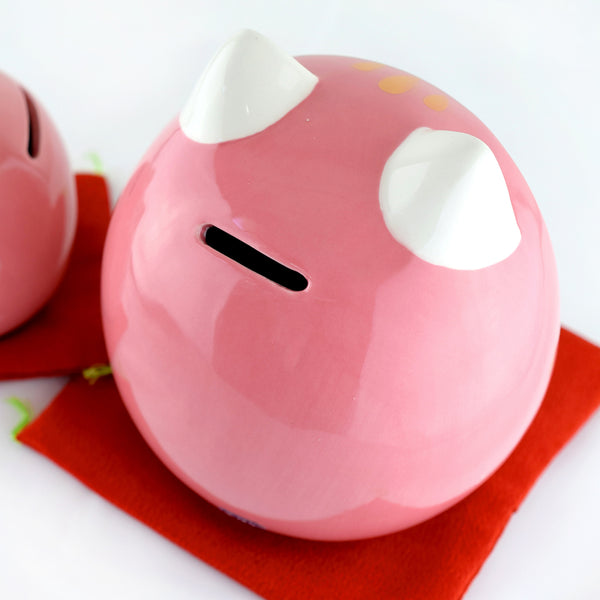 Japanese Cherry Blossoms Pink Cat Ceramic Piggy bank Ornament 2 Sizes