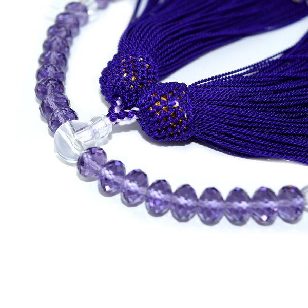 Shiny Crystal Purple Glass Diamond Cut Juzu Prayer beads