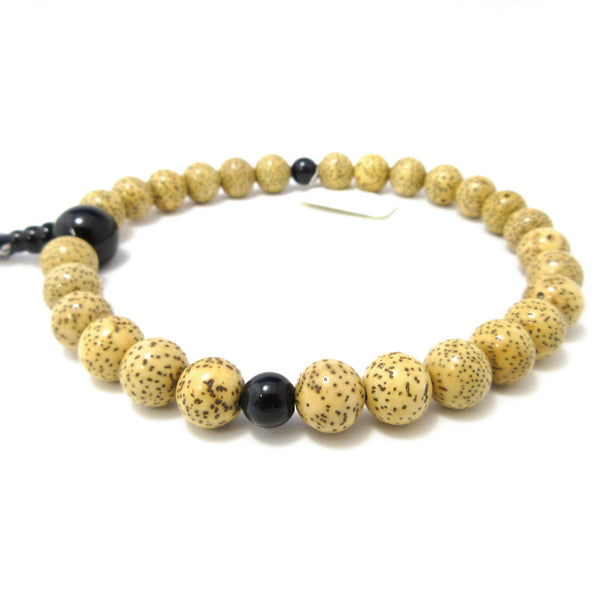 White Bodhi Seed Wood & Blue Tiger Eye Juzu Prayer beads
