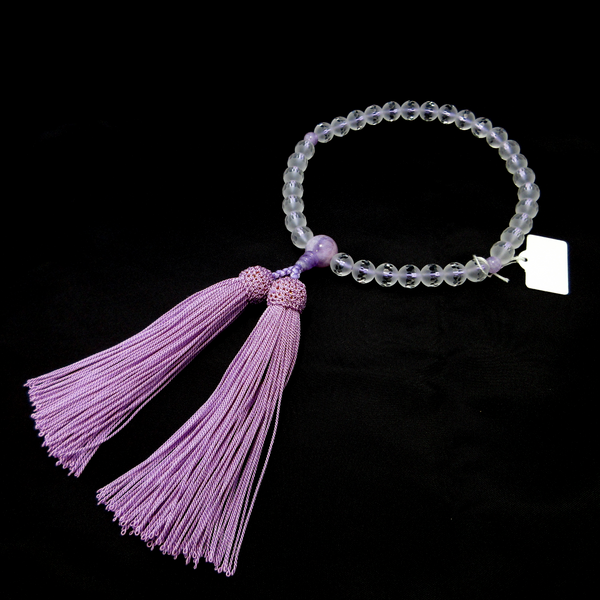 Frosted Crystal & Gemstone Juzu Prayer beads Lavender Amethyst