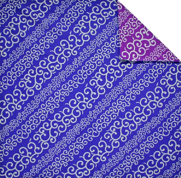 50cm Cotton Furoshiki - Karakusa Stripe Navy Blue / Purple