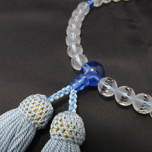 Frosted Crystal & Gemstone Juzu Prayer beads Blue Quartz