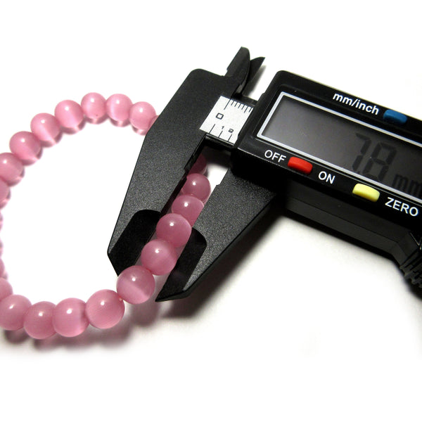8mm Pink Cat's Eye Glass Bracelet