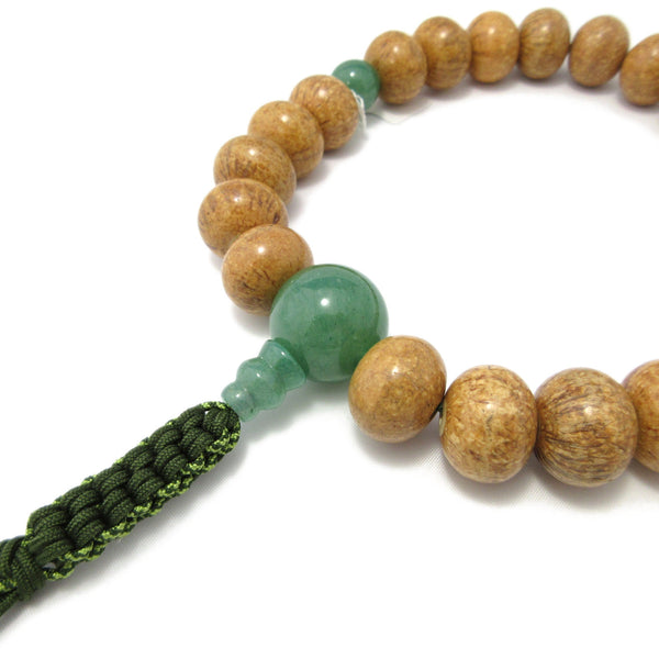 Indian Bodhi Seed Wood & Gemstone Juzu Prayer beads Indian Jade