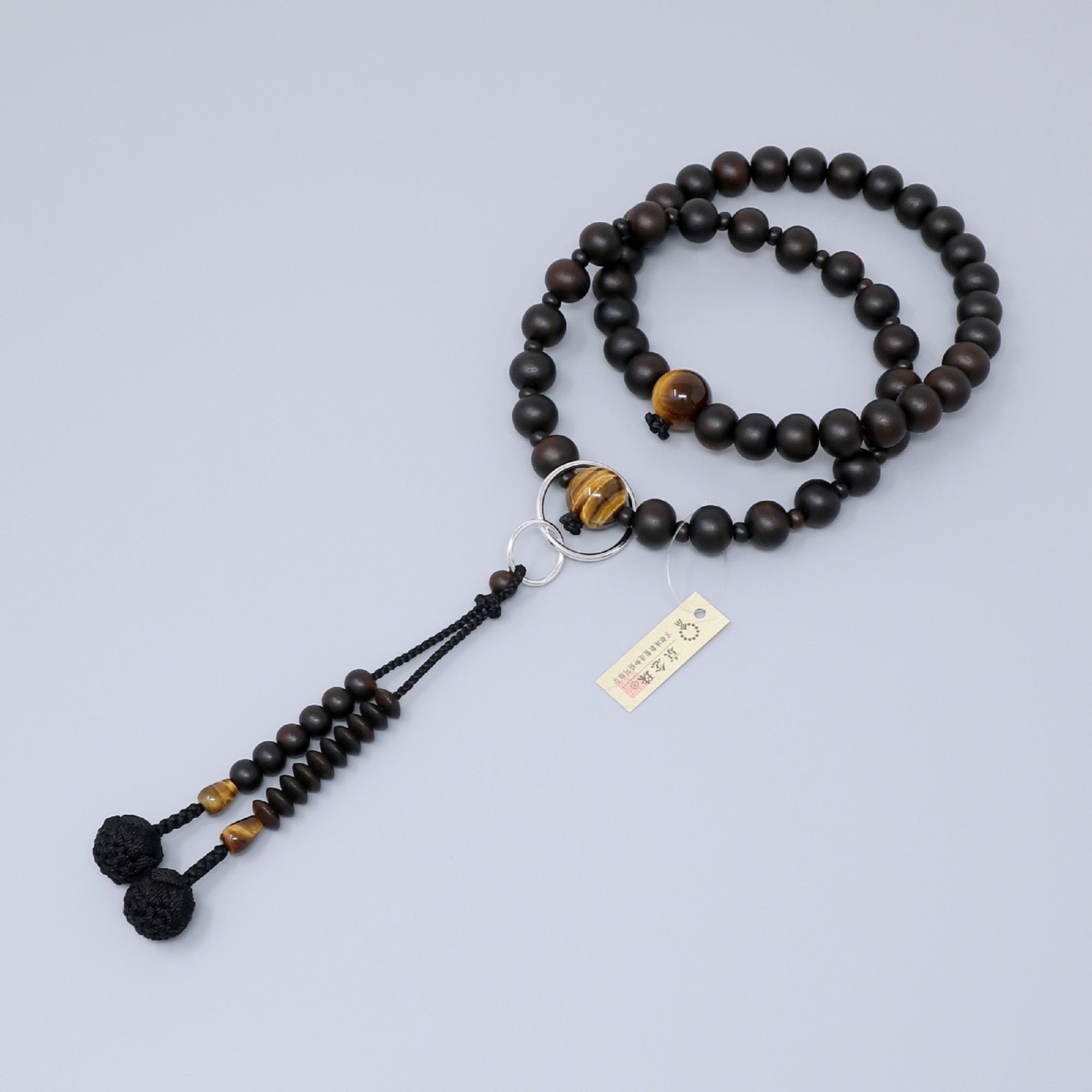Jodo sect Striped Ebony Wood Brown Tiger Eye Japanese Juzu Prayer bead ...
