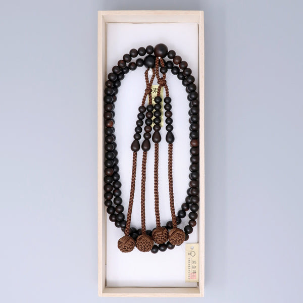 Shingon sect Striped Ebony Wood Japanese Juzu Prayer Beads