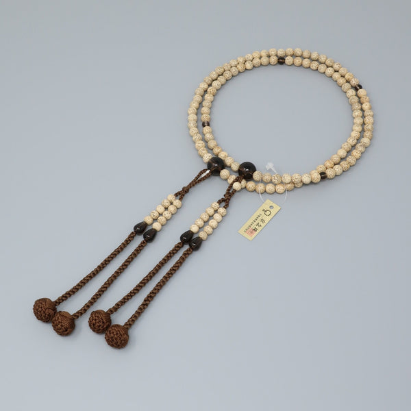 Shingon sect Bodhi tree wood & Smoky Quartz Japanese Juzu Prayer Beads