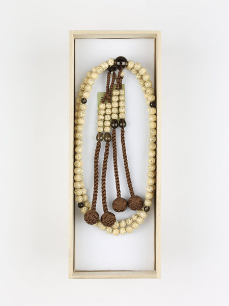 Shingon sect Bodhi tree wood & Smoky Quartz Japanese Juzu Prayer Beads