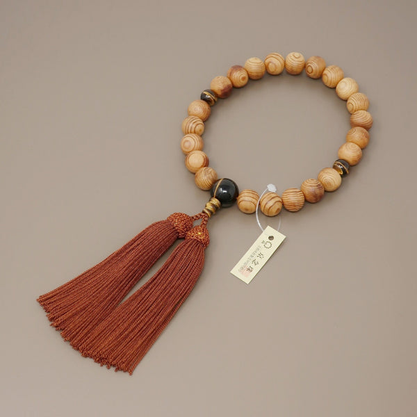 Japanese Yakusugi Cedar Wood & Brown Tiger eye Beads Juzu One-handed Prayer beads