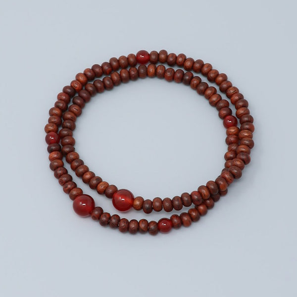 5mm 108 beads Striped Rosewood Red Agate Bracelet