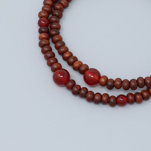 5mm 108 beads Striped Rosewood Red Agate Bracelet