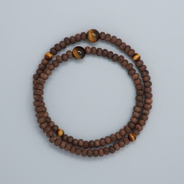 5mm 108 beads Striped Siamese Cassia Wood Brown Tiger Eye Bracelet