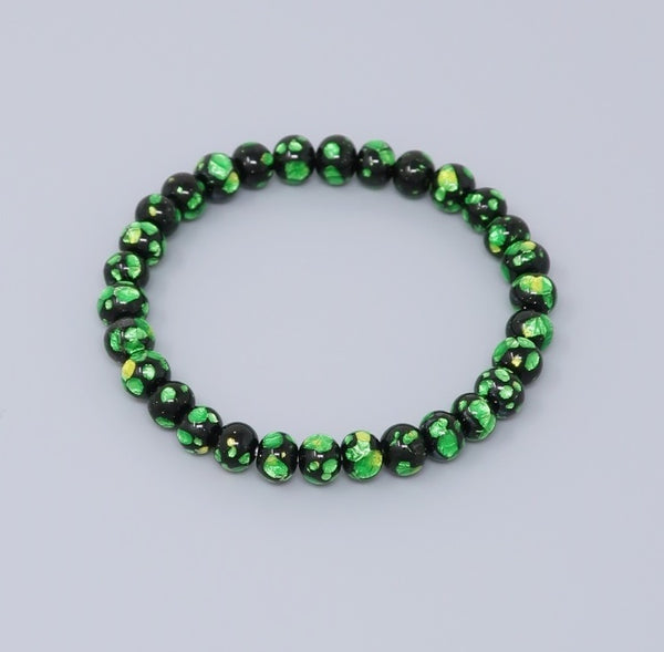 7mm Ryukyu Fluorite Glass Bracelet 3 Colors Blue Pink Green