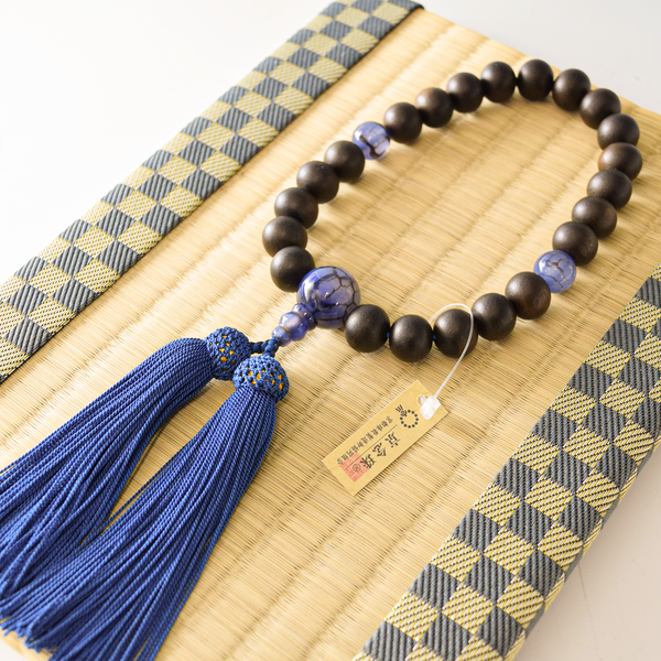 Banded Kokutan Ebony & Dragon's Vein Agate Juzu Prayer beads