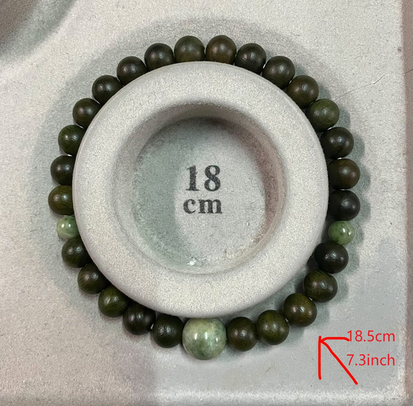 8mm Lignum Vitae Wood With Dushan Jade Bracelet