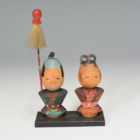 Japanese Coupple Dolls Figurine Wood Tradition Ornament Charms Home decor