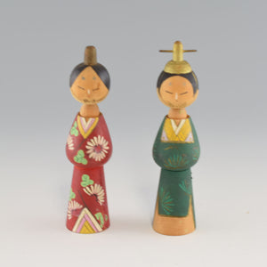 Japanese Coupple Dolls Figurine Wood Tradition Ornament Charms Home decor