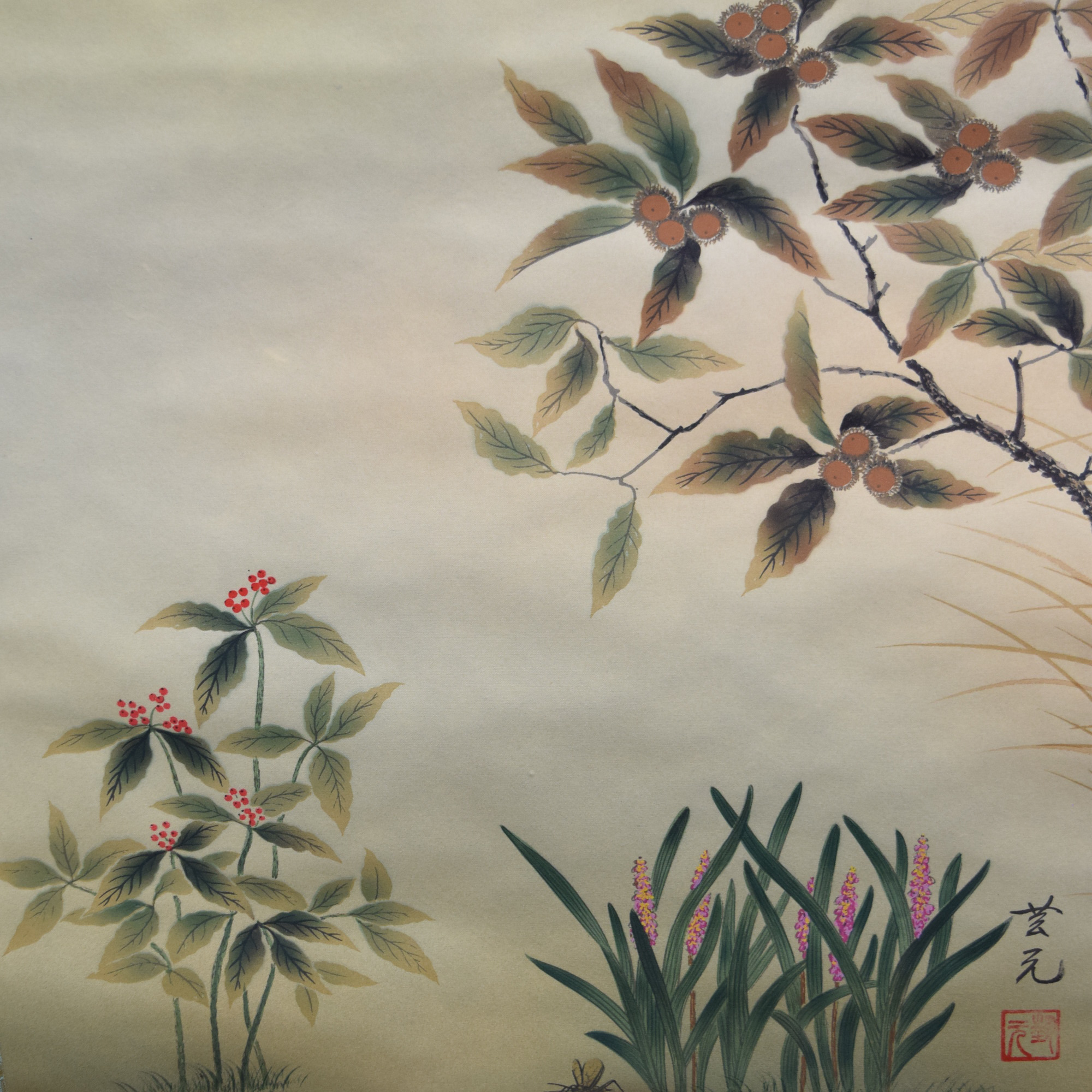 Japanese Hanging Scroll - Reineckea Plants
