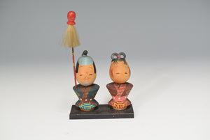 Japanese Coupple Dolls Figurine Wood Tradition Ornament Charms Home decor