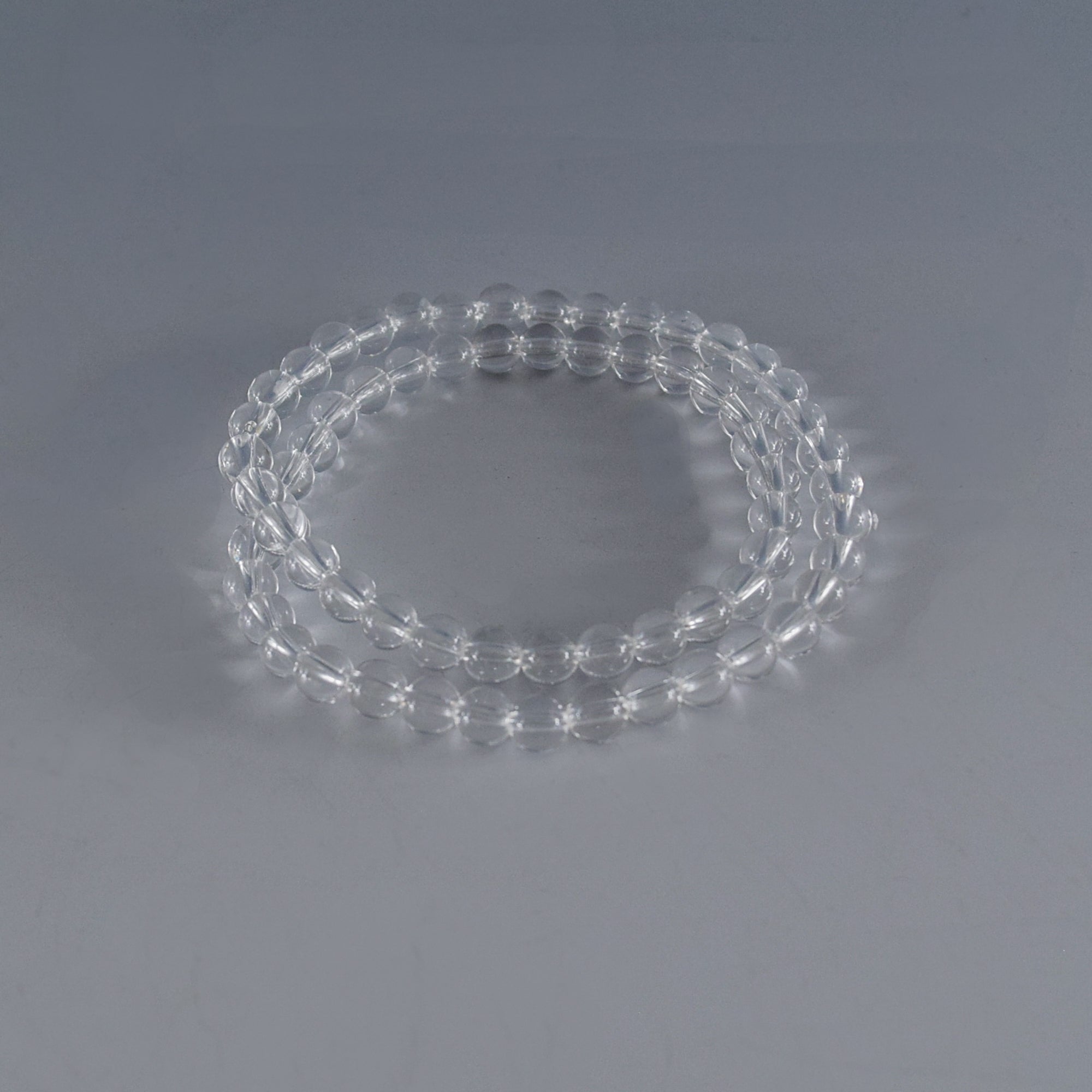 White Crystal Clear Quartz Japanese Juzu Beads Double Bracelet