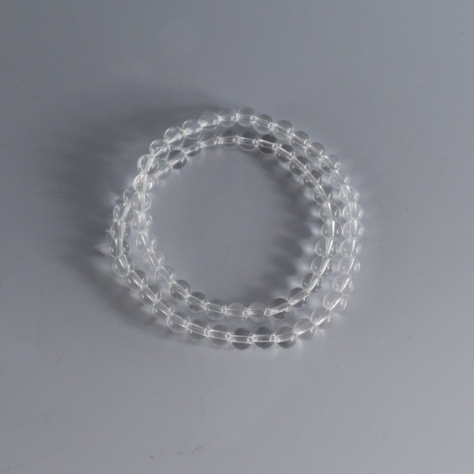 White Crystal Clear Quartz Japanese Juzu Beads Double Bracelet