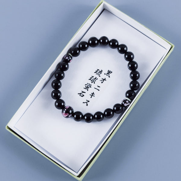 8mm Black Onyx & Ryukyu Fluorite Bracelet 2 Colors