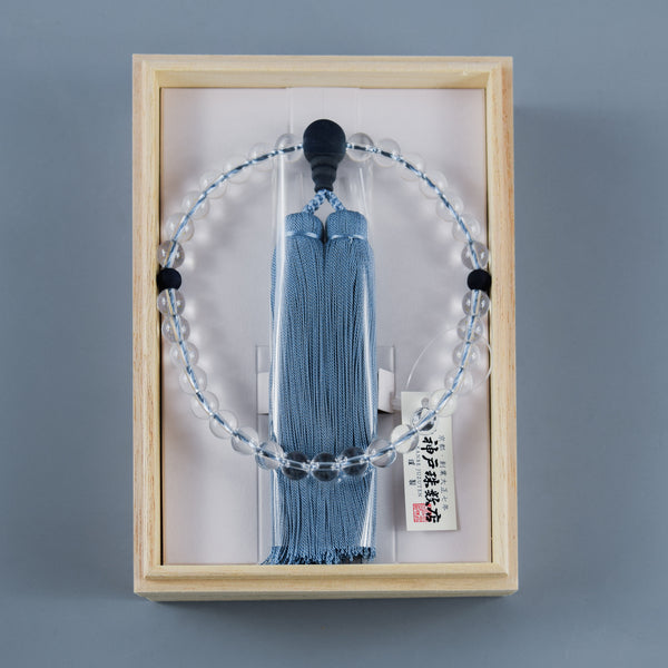 8mm/12mm Japanese Crystal Quartz & Aizen Indigo Wild Cherry Tree Wood Juzu Prayer Beads