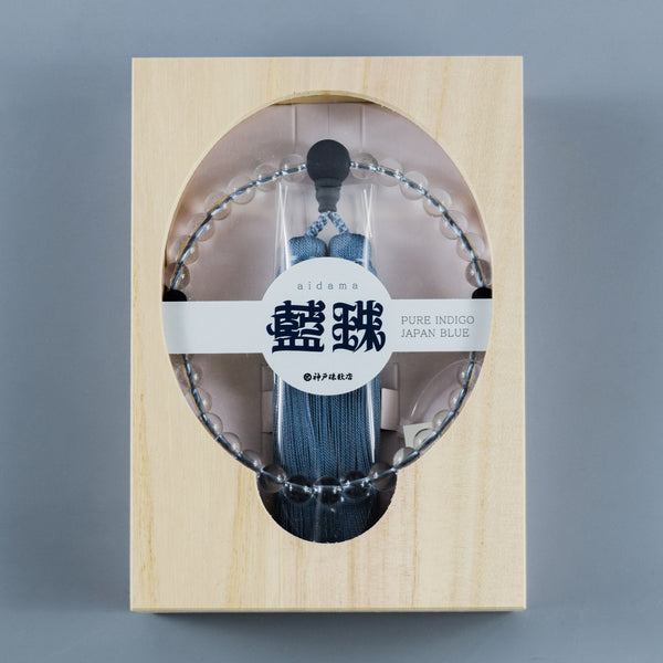 8mm/12mm Japanese Crystal Quartz & Aizen Indigo Wild Cherry Tree Wood Juzu Prayer Beads