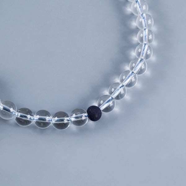 8mm/12mm Japanese Crystal Quartz & Aizen Indigo Wild Cherry Tree Wood Juzu Prayer Beads