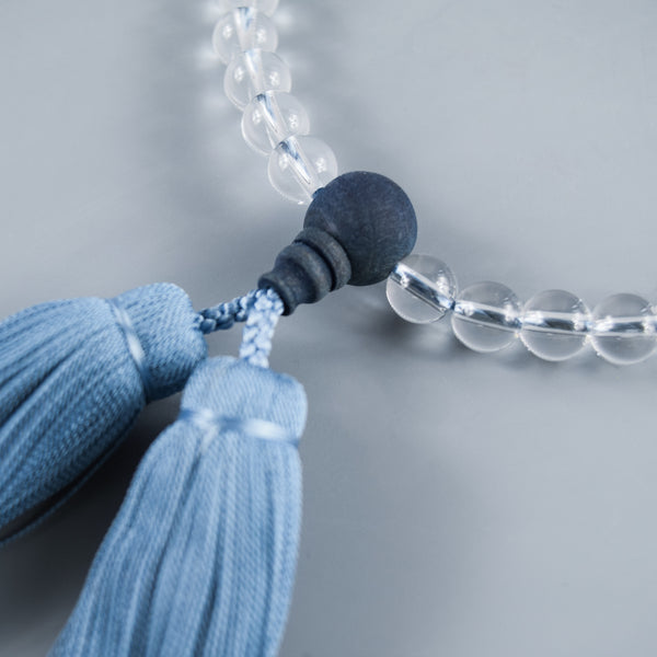 8mm/12mm Japanese Crystal Quartz & Aizen Indigo Wild Cherry Tree Wood Juzu Prayer Beads