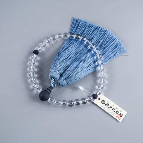 8mm/12mm Japanese Crystal Quartz & Aizen Indigo Wild Cherry Tree Wood Juzu Prayer Beads