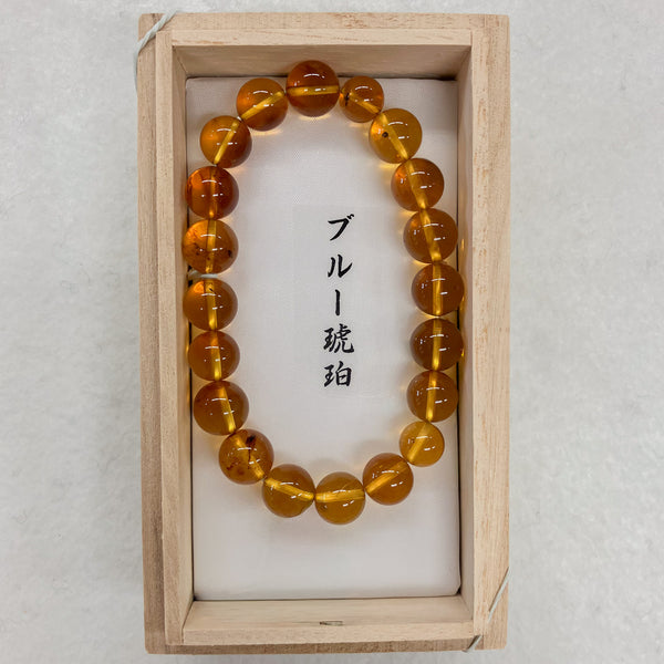 [One of a kind] 10mm Blue Amber Bracelet